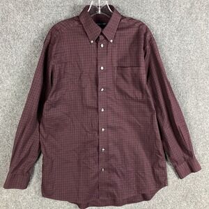 Hathaway Button Down Shirt Men's Medium Long Sleeve 100%‎ Cotton Burgundy M